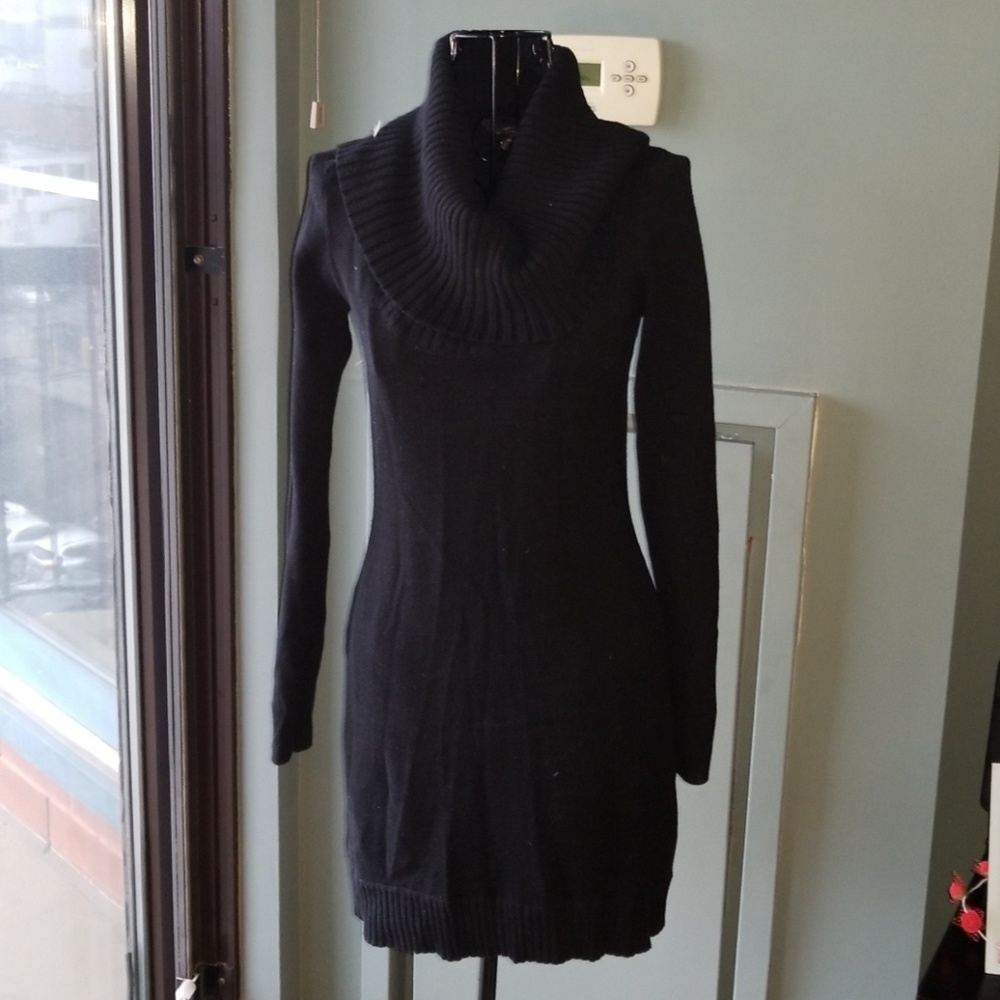Bcbg cow neck sweater dress brown and black - Picture 2 of 6